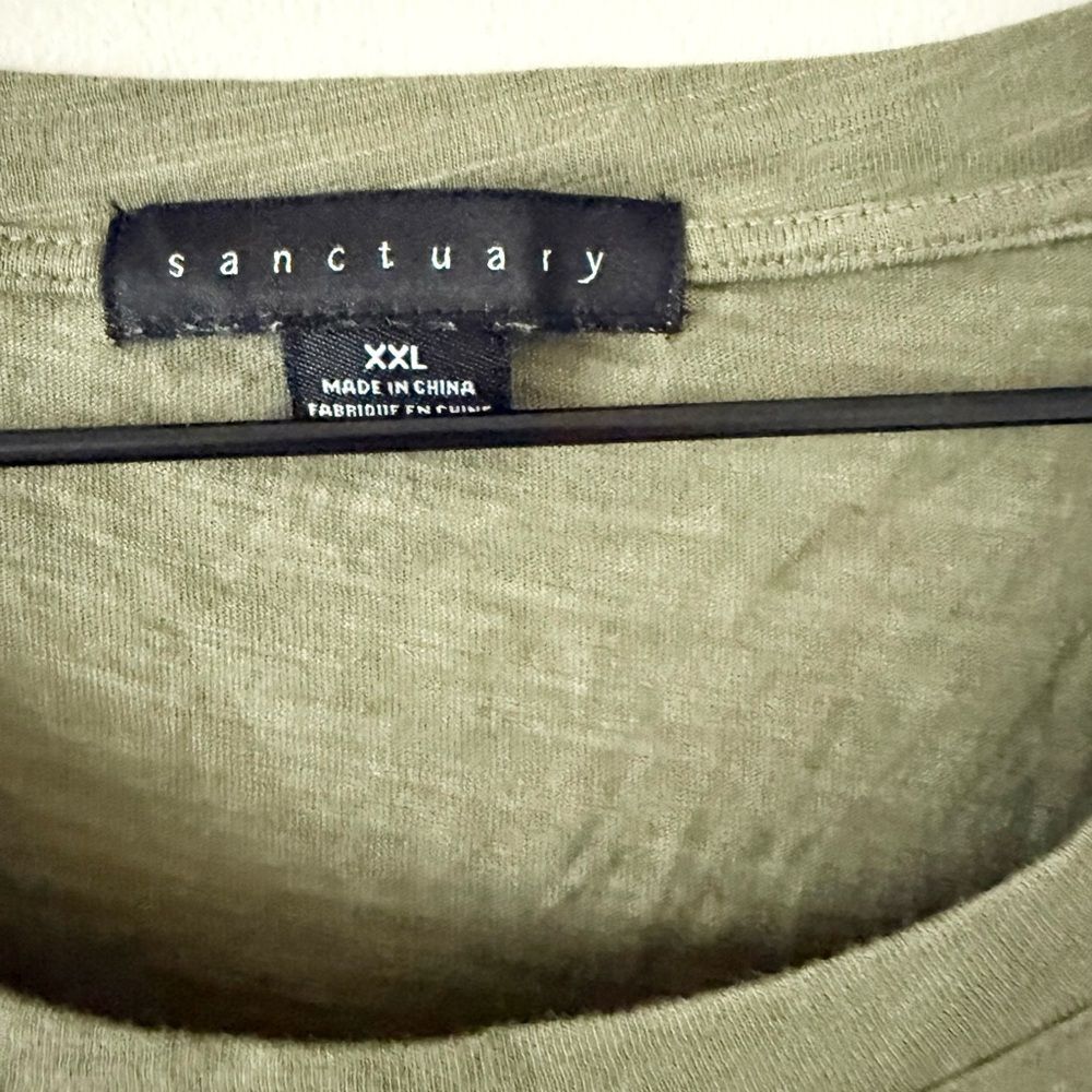 Sanctuary All Day Tie Cotton Blend Top in Trail Green - Size XXL - Picture 6 of 7